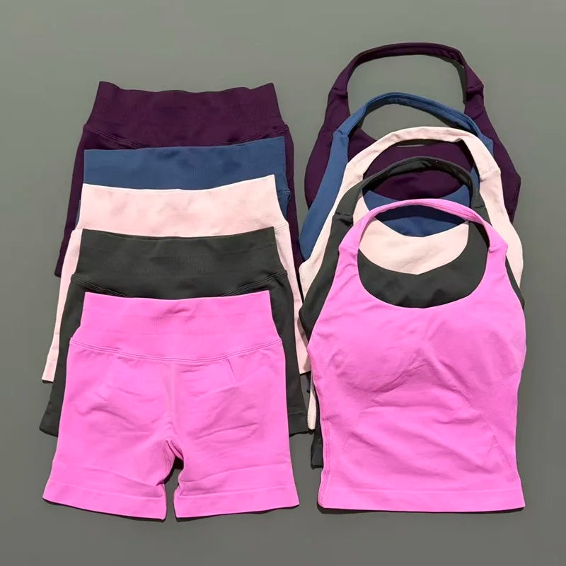 Set Deportivo Mujer – Top Halter + Leggings Sin Costuras para Yoga y Gym