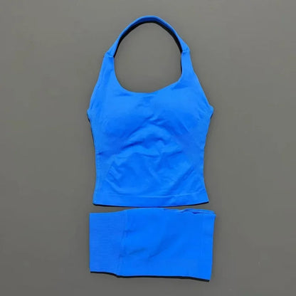 Set Deportivo Mujer – Top Halter + Leggings Sin Costuras para Yoga y Gym