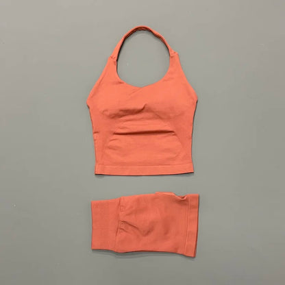 Set Deportivo Mujer – Top Halter + Leggings Sin Costuras para Yoga y Gym
