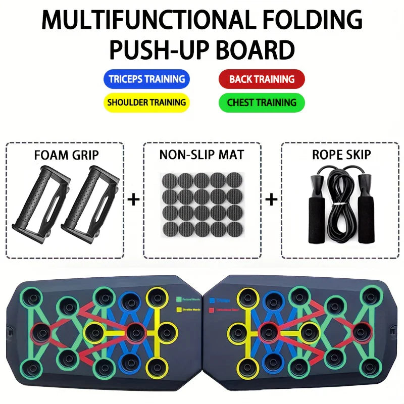 Push-up Board Multifuncional Plegable – Entrenamiento de Pecho, Brazos y Espalda