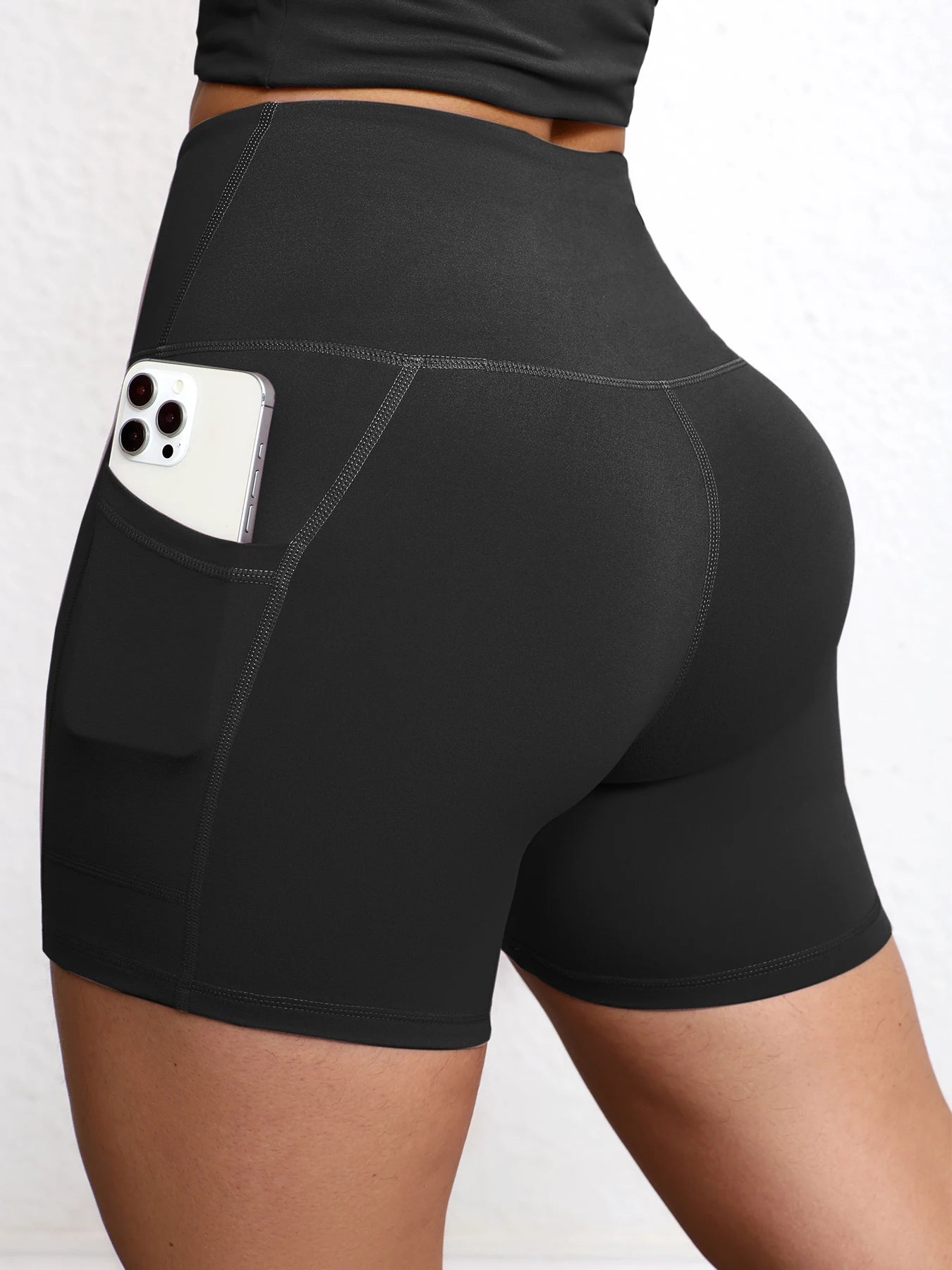 Shorts de Yoga con Bolsillos Mujer – Cintura Alta y Efecto Levantamiento