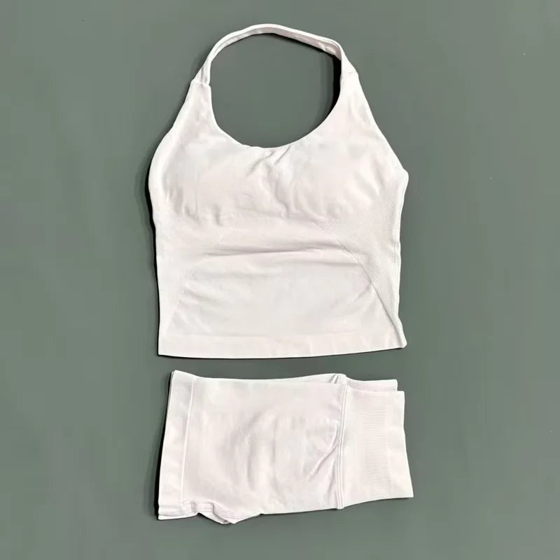 Set Deportivo Mujer – Top Halter + Leggings Sin Costuras para Yoga y Gym