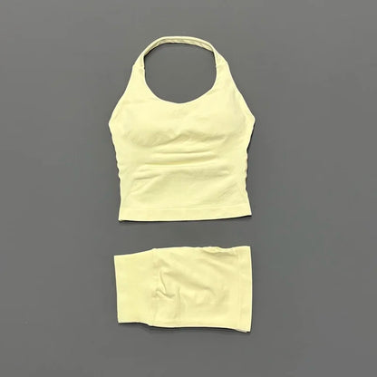 Set Deportivo Mujer – Top Halter + Leggings Sin Costuras para Yoga y Gym