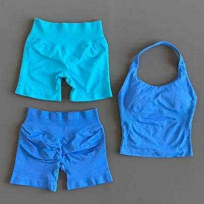 Set Deportivo Mujer – Top Halter + Leggings Sin Costuras para Yoga y Gym