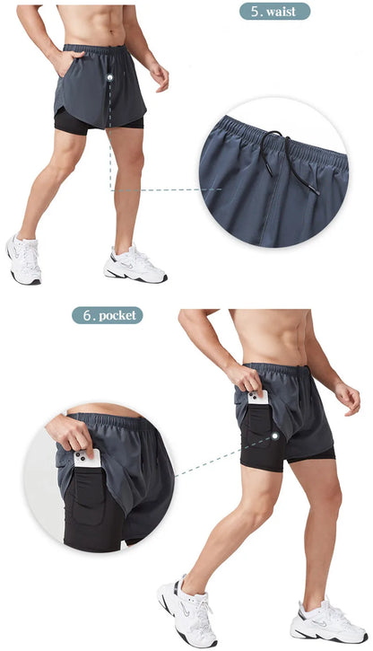 Shorts de Running para Hombre – Secado Rápido, Doble Capa