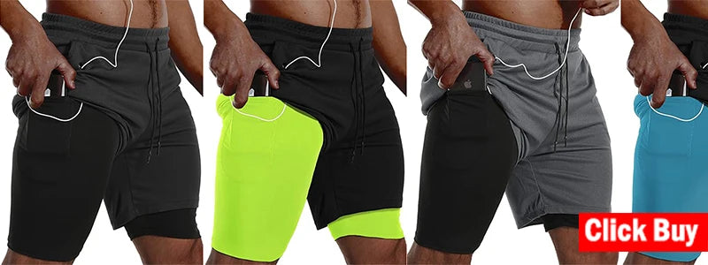 Shorts de Running para Hombre – Secado Rápido, Doble Capa