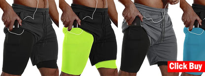 Shorts de Running para Hombre – Secado Rápido, Doble Capa