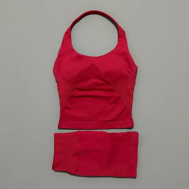 Set Deportivo Mujer – Top Halter + Leggings Sin Costuras para Yoga y Gym