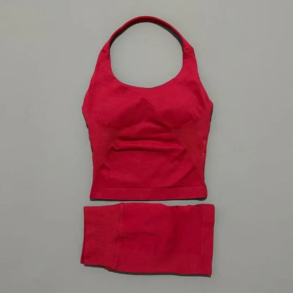 Set Deportivo Mujer – Top Halter + Leggings Sin Costuras para Yoga y Gym