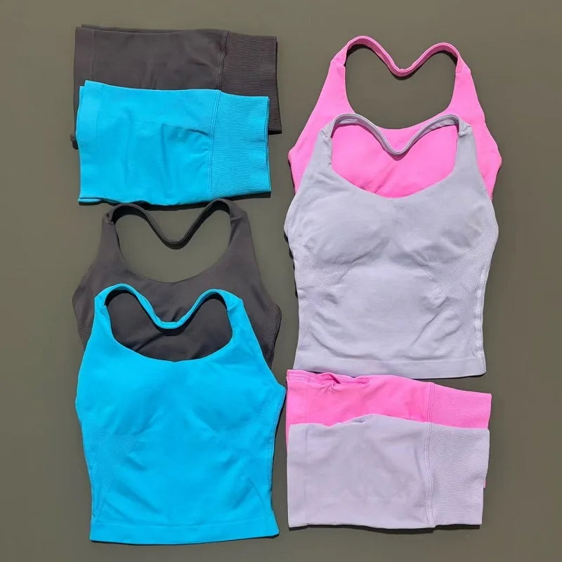 Set Deportivo Mujer – Top Halter + Leggings Sin Costuras para Yoga y Gym