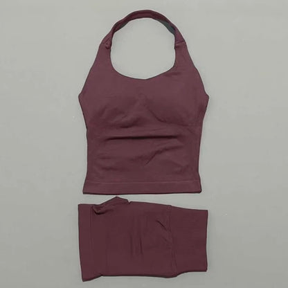Set Deportivo Mujer – Top Halter + Leggings Sin Costuras para Yoga y Gym