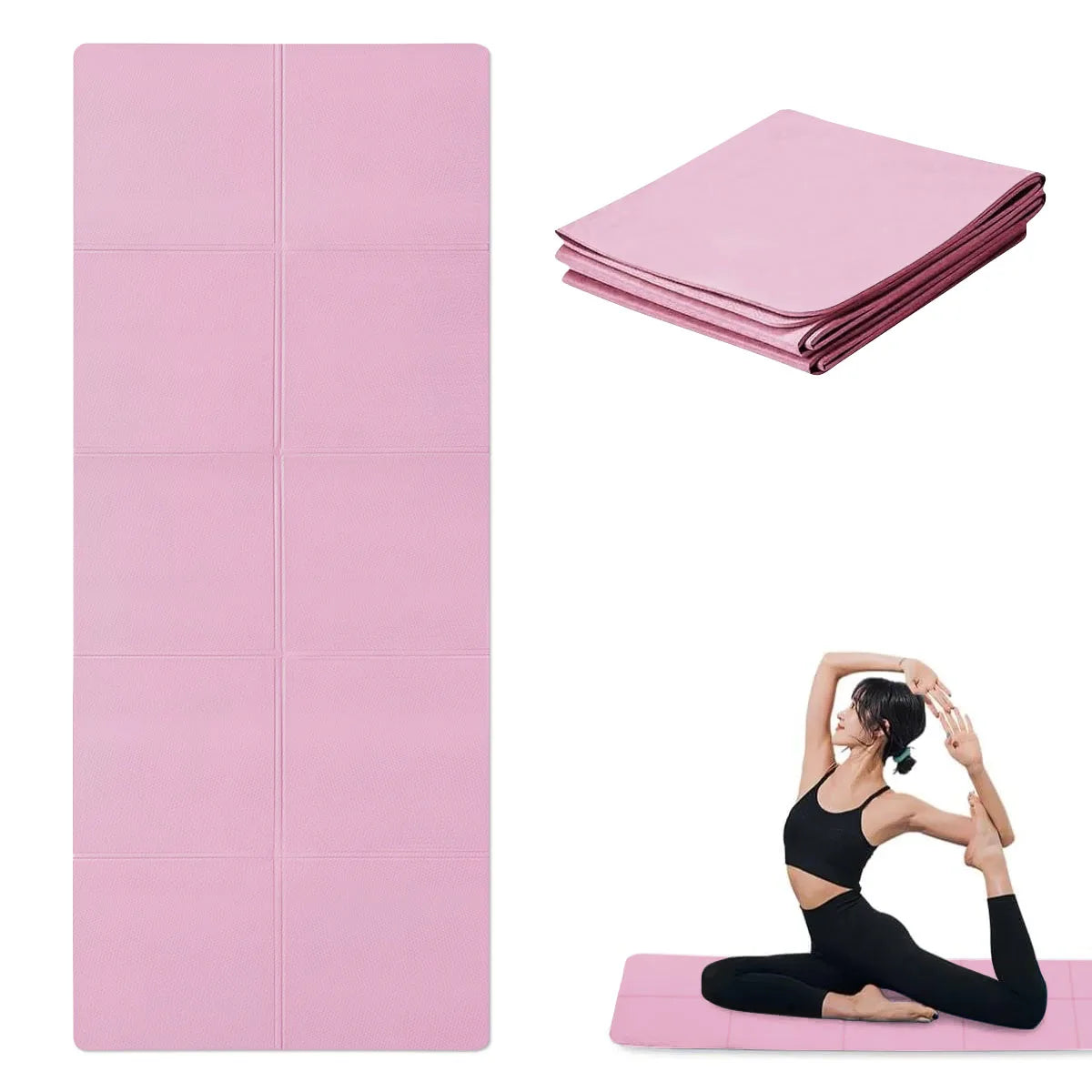 Tapete de Yoga Plegable Rosa – EVA Antideslizante 3/4/6mmTapete de Yoga Plegable Rosa