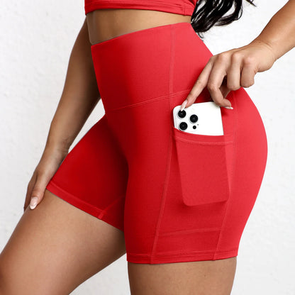 Shorts de Yoga con Bolsillos Mujer – Cintura Alta y Efecto Levantamiento