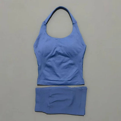 Set Deportivo Mujer – Top Halter + Leggings Sin Costuras para Yoga y Gym