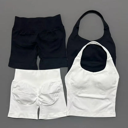 Set Deportivo Mujer – Top Halter + Leggings Sin Costuras para Yoga y Gym
