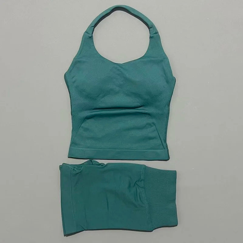 Set Deportivo Mujer – Top Halter + Leggings Sin Costuras para Yoga y Gym