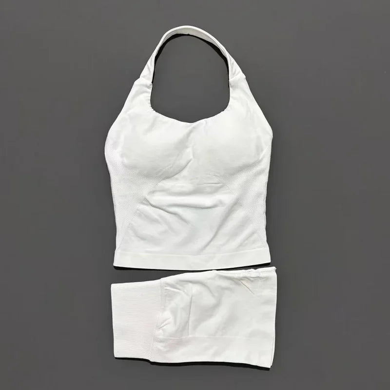 Set Deportivo Mujer – Top Halter + Leggings Sin Costuras para Yoga y Gym