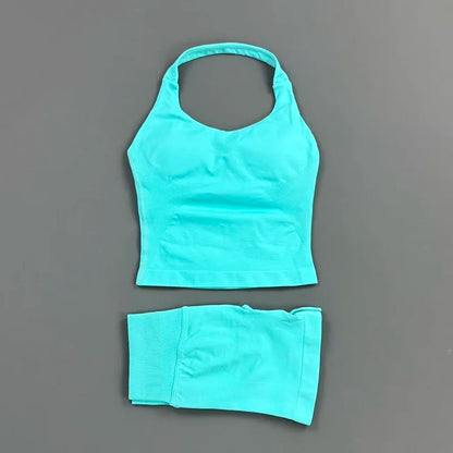 Set Deportivo Mujer – Top Halter + Leggings Sin Costuras para Yoga y Gym
