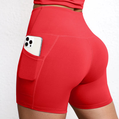 Shorts de Yoga con Bolsillos Mujer – Cintura Alta y Efecto Levantamiento