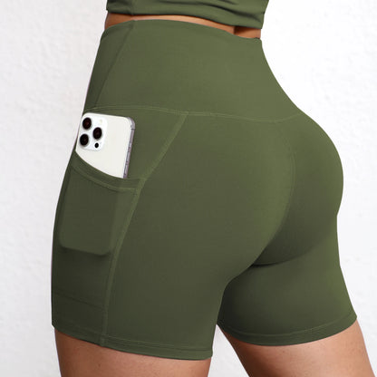 Shorts de Yoga con Bolsillos Mujer – Cintura Alta y Efecto Levantamiento
