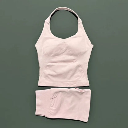 Set Deportivo Mujer – Top Halter + Leggings Sin Costuras para Yoga y Gym