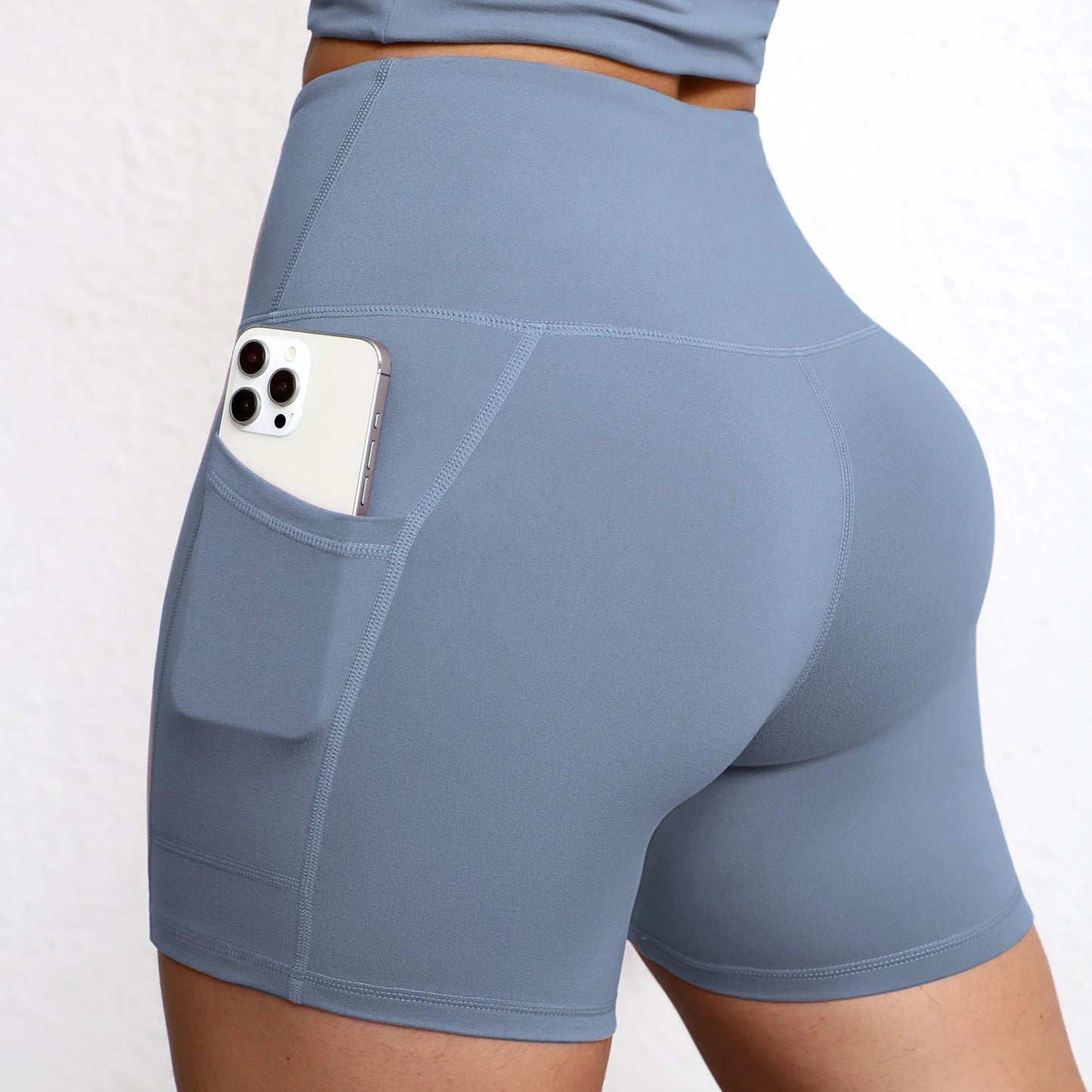 Shorts de Yoga con Bolsillos Mujer – Cintura Alta y Efecto Levantamiento