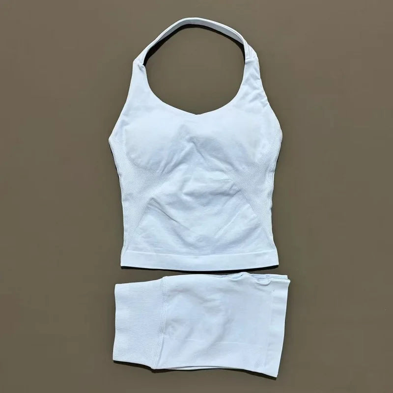 Set Deportivo Mujer – Top Halter + Leggings Sin Costuras para Yoga y Gym