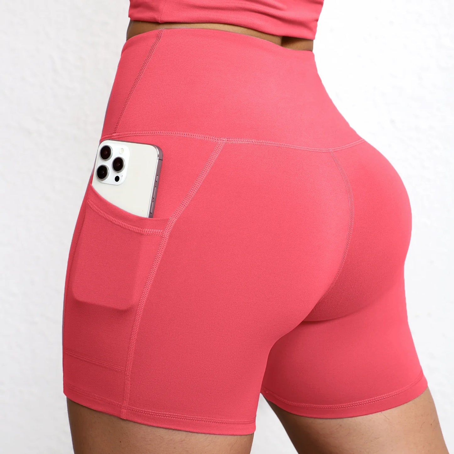 Shorts de Yoga con Bolsillos Mujer – Cintura Alta y Efecto Levantamiento