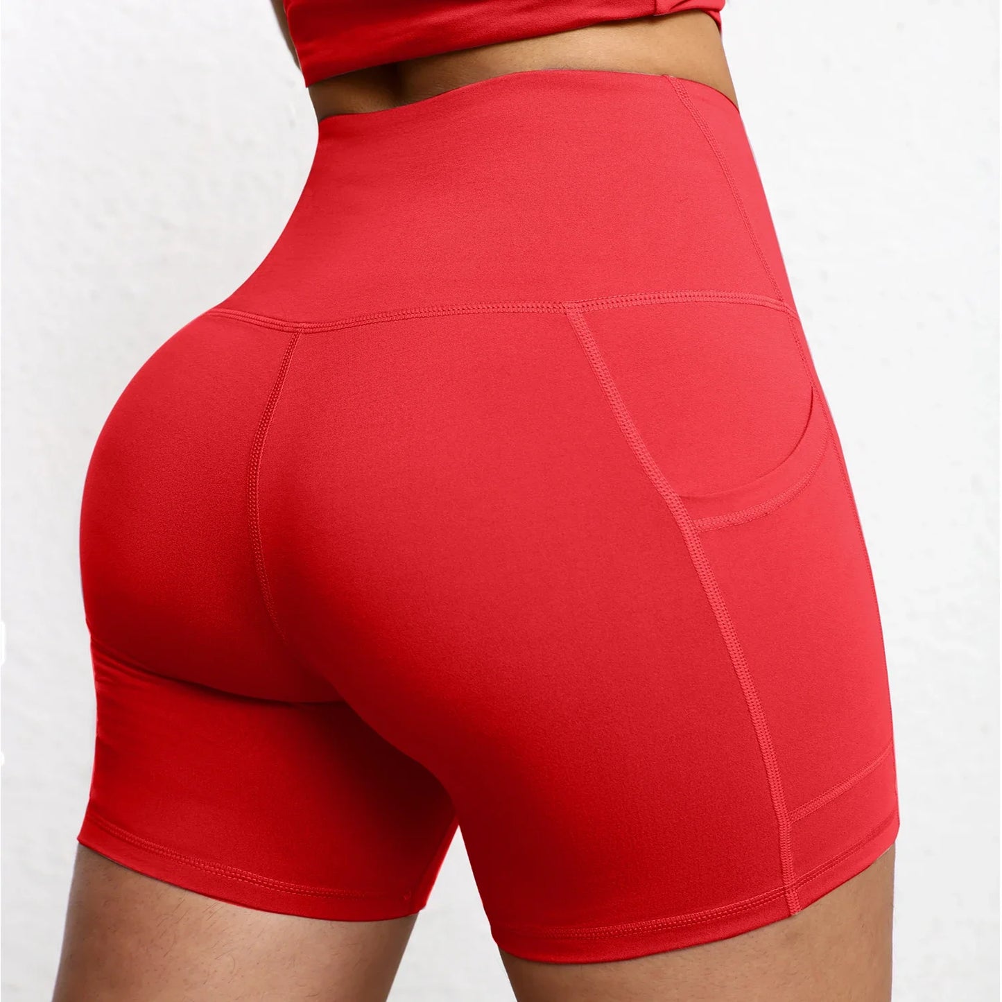 Shorts de Yoga con Bolsillos Mujer – Cintura Alta y Efecto Levantamiento