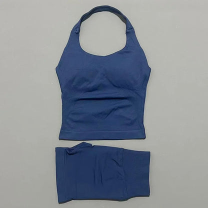 Set Deportivo Mujer – Top Halter + Leggings Sin Costuras para Yoga y Gym