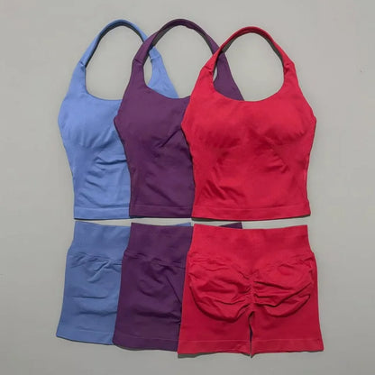 Set Deportivo Mujer – Top Halter + Leggings Sin Costuras para Yoga y Gym