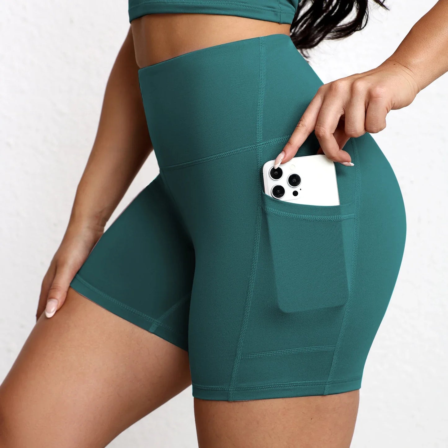 Shorts de Yoga con Bolsillos Mujer – Cintura Alta y Efecto Levantamiento